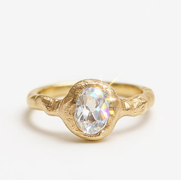 Złoty pierścionek z diamentami — przykład wykonania DOBRO Jewellery